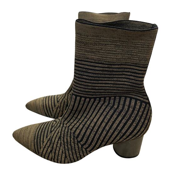 Vicenza Ankle Boots Size 6 Pointed Toe Stretch Pull On Brown Black Block Heel - Picture 1 of 11
